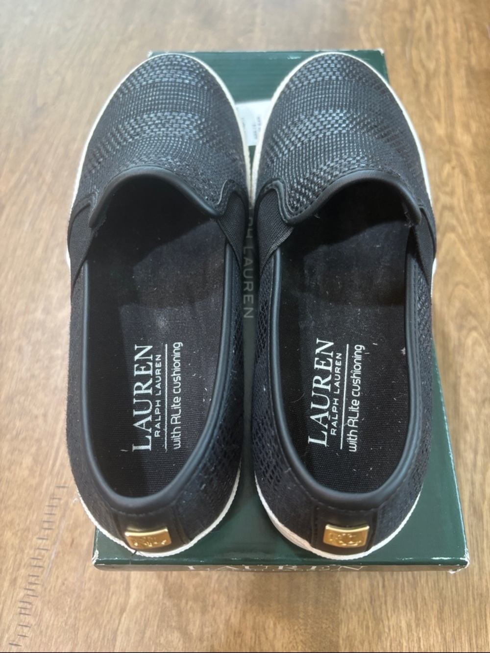Lauren Ralph Lauren Black Slip-On Textured Casual Sneakers - Picture 3 of 8